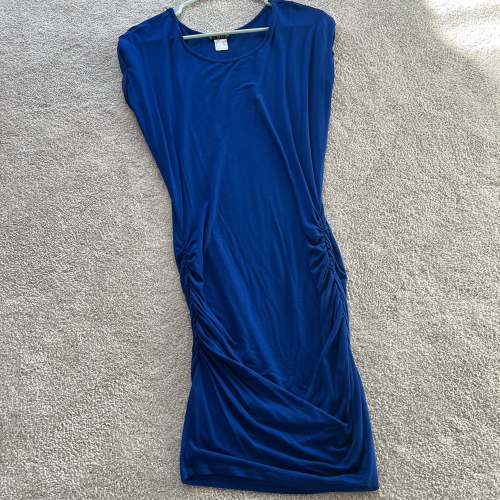 VENUS Royal Blue Ruched Midi Dress